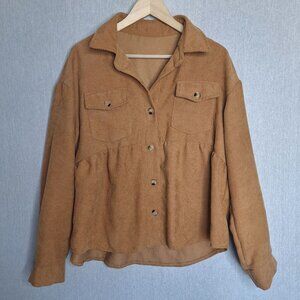 💙 Tan Corduroy Oversized Button Down Shirt Size XL Medium Thickness Western Cot
